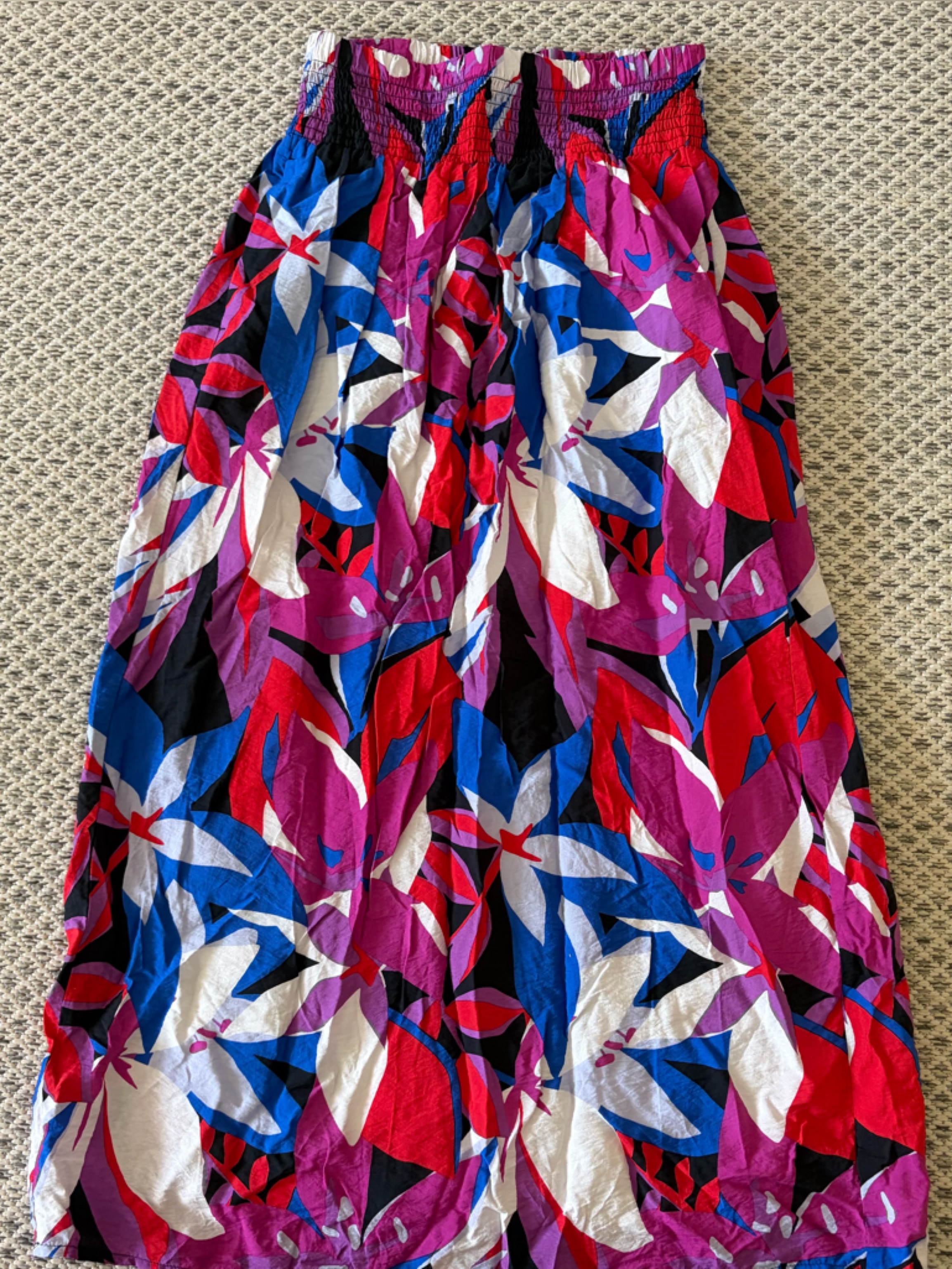 Nine West Bold Floral Maxi Skirt In Red, Blue, Purple & White